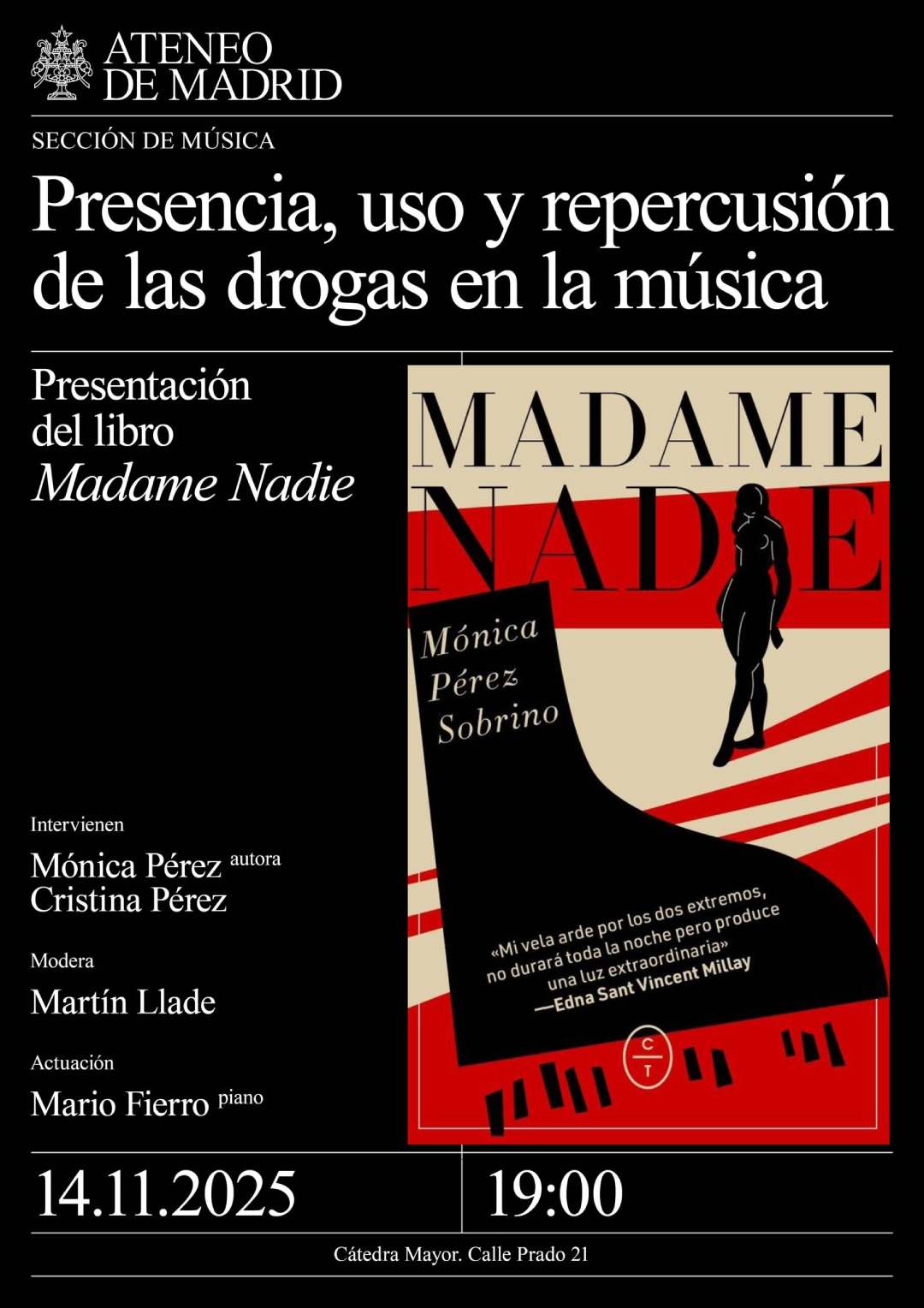 Presentación del libro Madame Nadie de Mónica Pérez